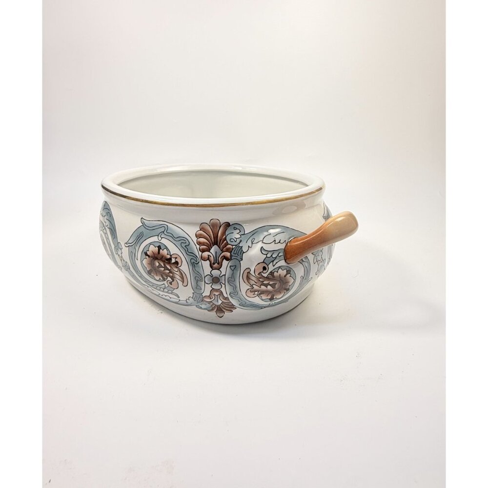 Jardiniere Planter Pot Hand Painted Handled Ceramaic Teal Brown Home Decor Decor - Picture 8 of 16